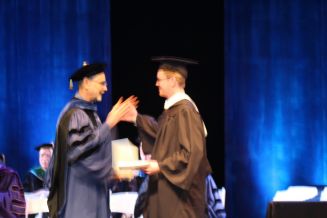 Photo of Professor Ferraro and Jack Bradford