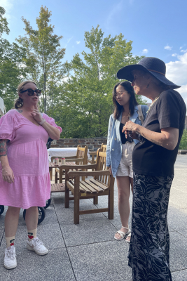 Prof. Wald chatting with students