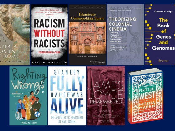 Graphic of collection book covers by Duke Faculty members for Spring 2022