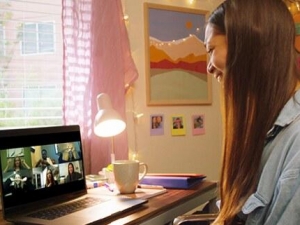 Photo of student studying online.  Courtesy of American Campus Communities
