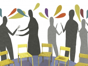Image of committee of shadows behind chairs | KATHERINE STREETER FOR THE CHRONICLE