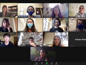 Screenshot of Professor Maren's class on Zoom session with guest lecturer