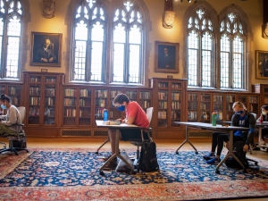 Students work in the Rubenstein Rare Book & Manuscript Library's Gothic Reading Room. Photo courtesy of University Communications.