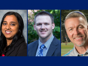 Photo of Duke professors Lavanya Vasudevan, Benjamin Anderson and Gavan Fitzsimons