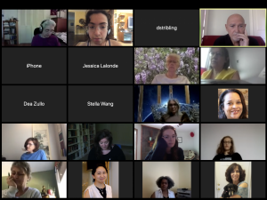 Screenshot of some of the participants from the Expressive Writing for Covid19 Workshop. 