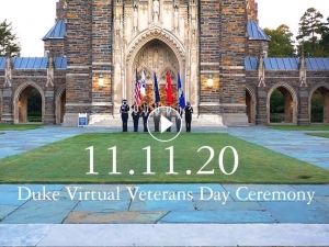 Intro slide to Duke-Virtual Veterans Day Ceremony video
