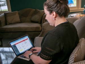 Sonja Likness uses LastPass while working from her office in January. Photo by Megan Mendenhall.