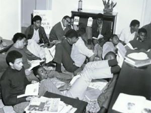 Photo taken at the 1969 occupation of Duke's Allen Building, one of the most well-known instances of Black activism at the university.