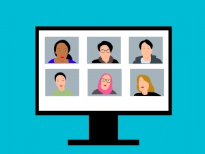 Cartoon image of a webinar