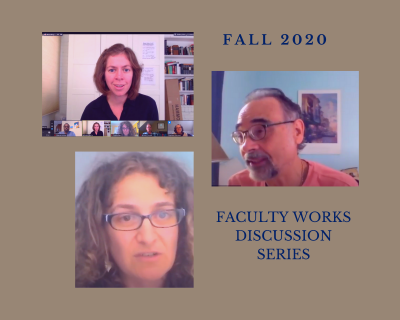 Collage of Professor Ferraro Stan, and Werlin for Faculty Works Discussion Series