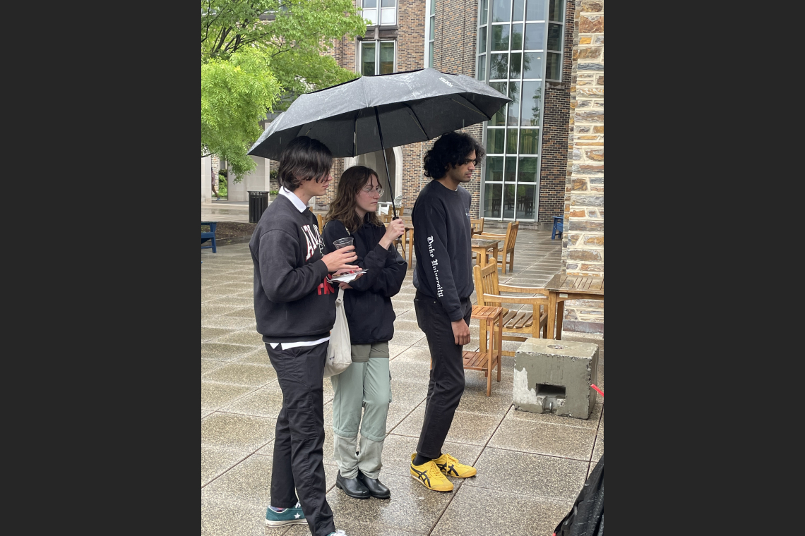 Students enjoying End-of-Year Party even in the rain