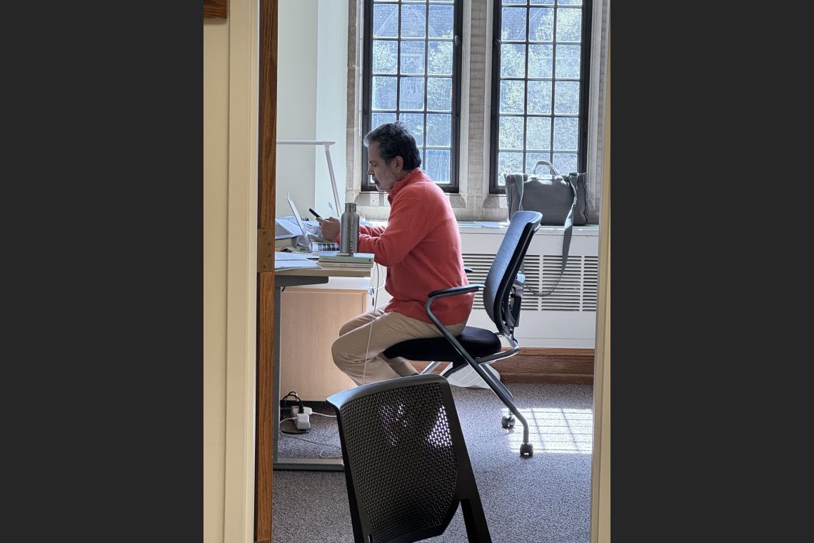 Professor Akhil Sharma At Work in His Office
