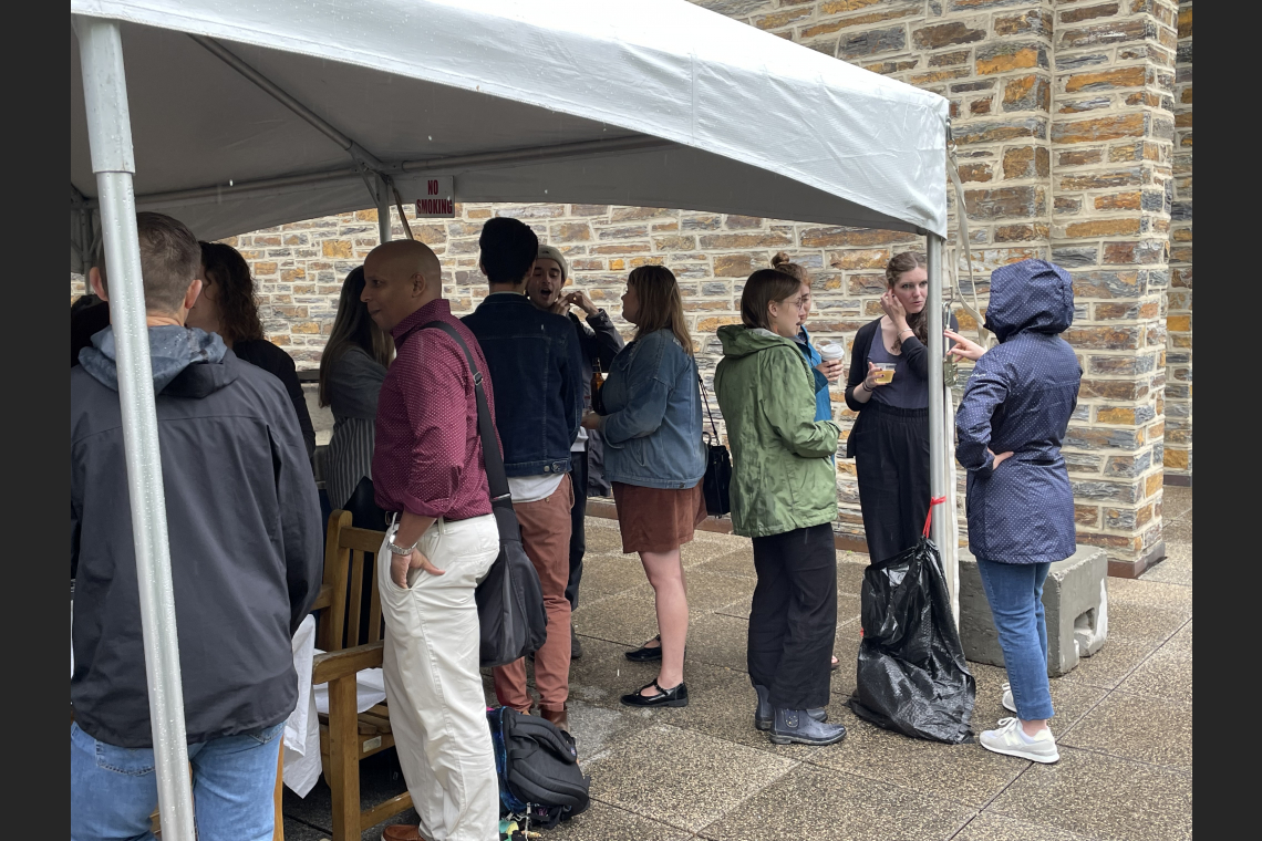 Graduate students enjoying End-of-Year Party