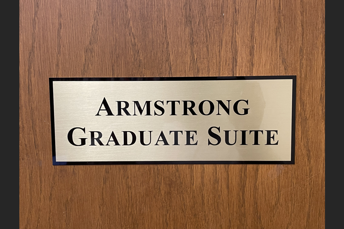Sign on Door of Armstrong Graduate Suite