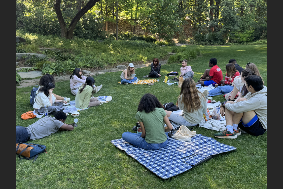 Students at “Reading in the Garden"