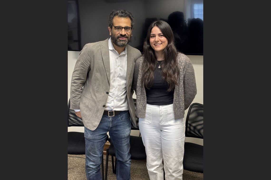 Professor Michael D'Alessadro with Octavia Chilkoti, '25
