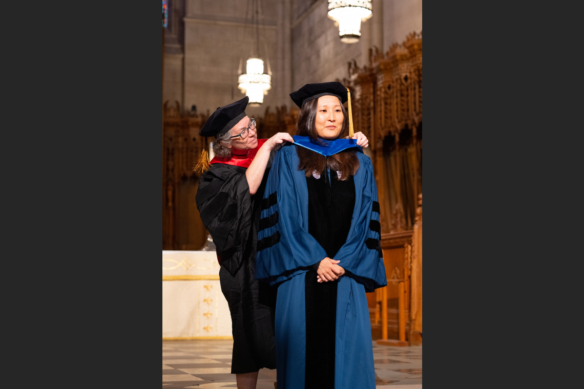 Catherine Lee During 2023 Ph.D. Hooding Ceremony