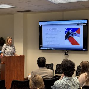 Charlotte Gehring. '25 presenting at Distinction Day